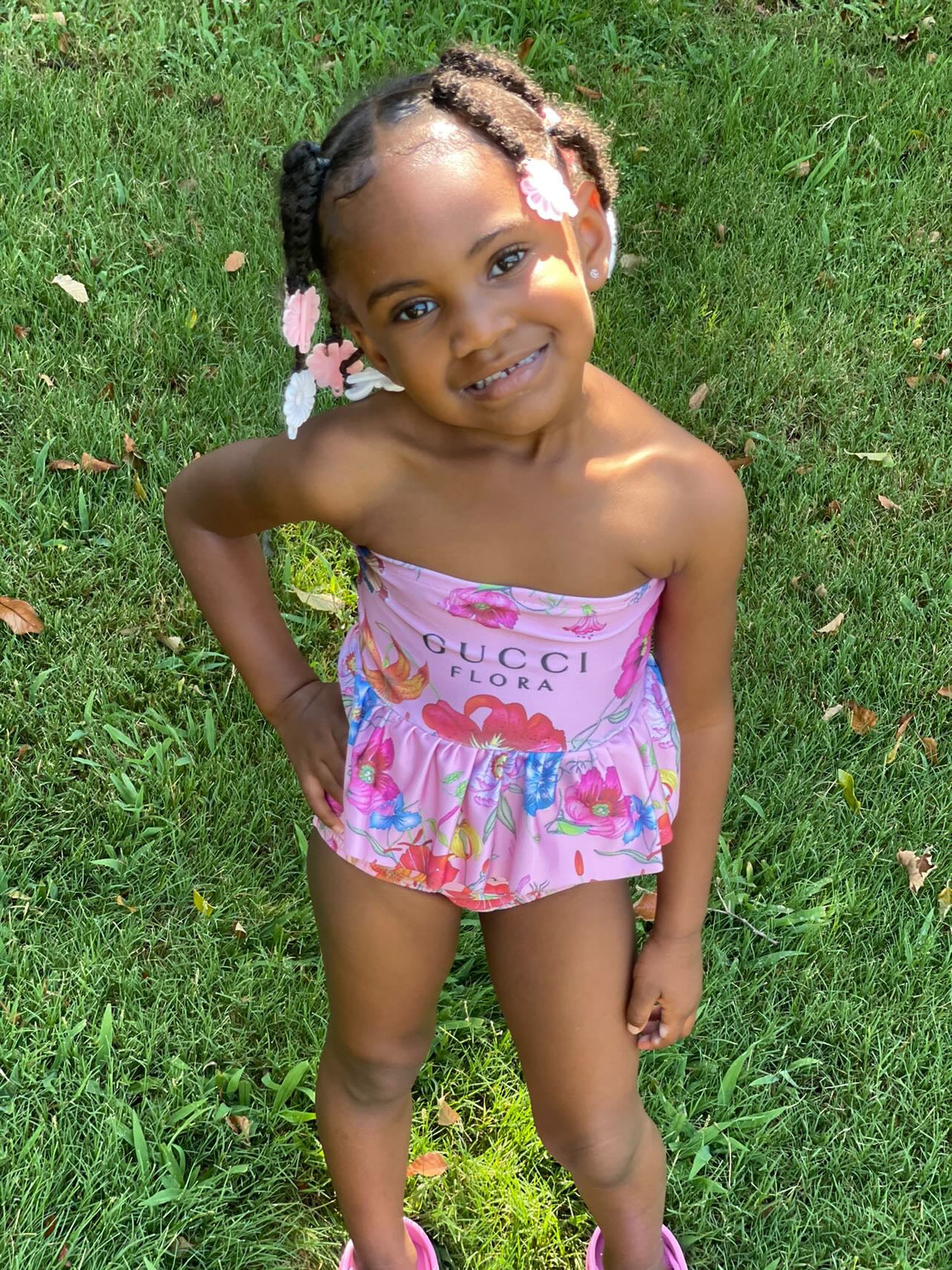 Bandeau Floral Ruffle Swimsuit