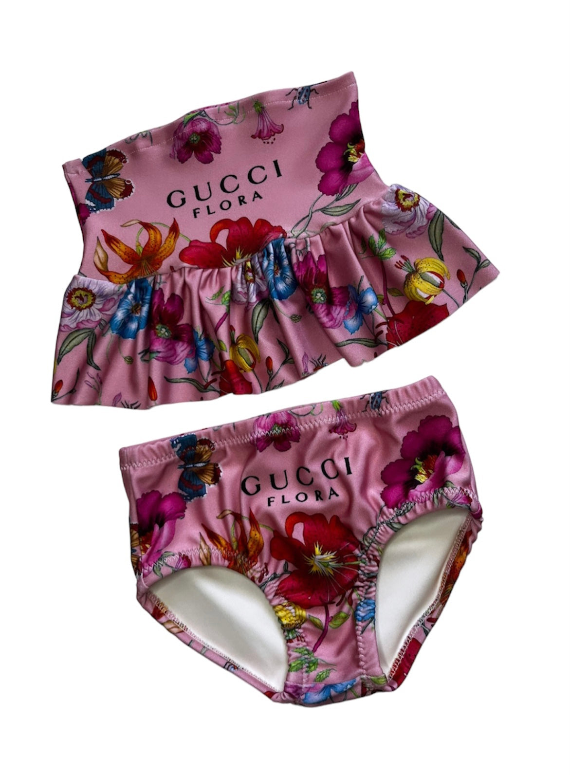 Bandeau Floral Ruffle Swimsuit